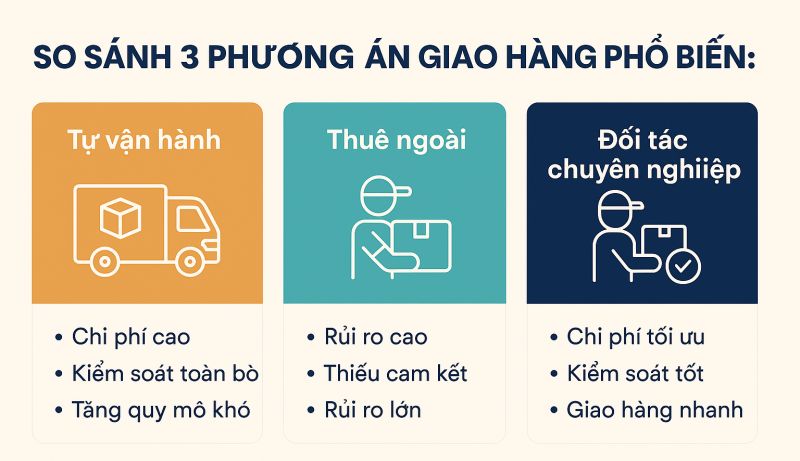 📦 So Sánh 3 Phương Án Giao Hàng Phổ Biến: Tự Vận Hành – Thuê Ngoài – Đối Tác Chuyên Nghiệp